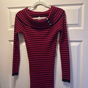A black and red stripped sweater dress, size large. Brand is Candie’s.
